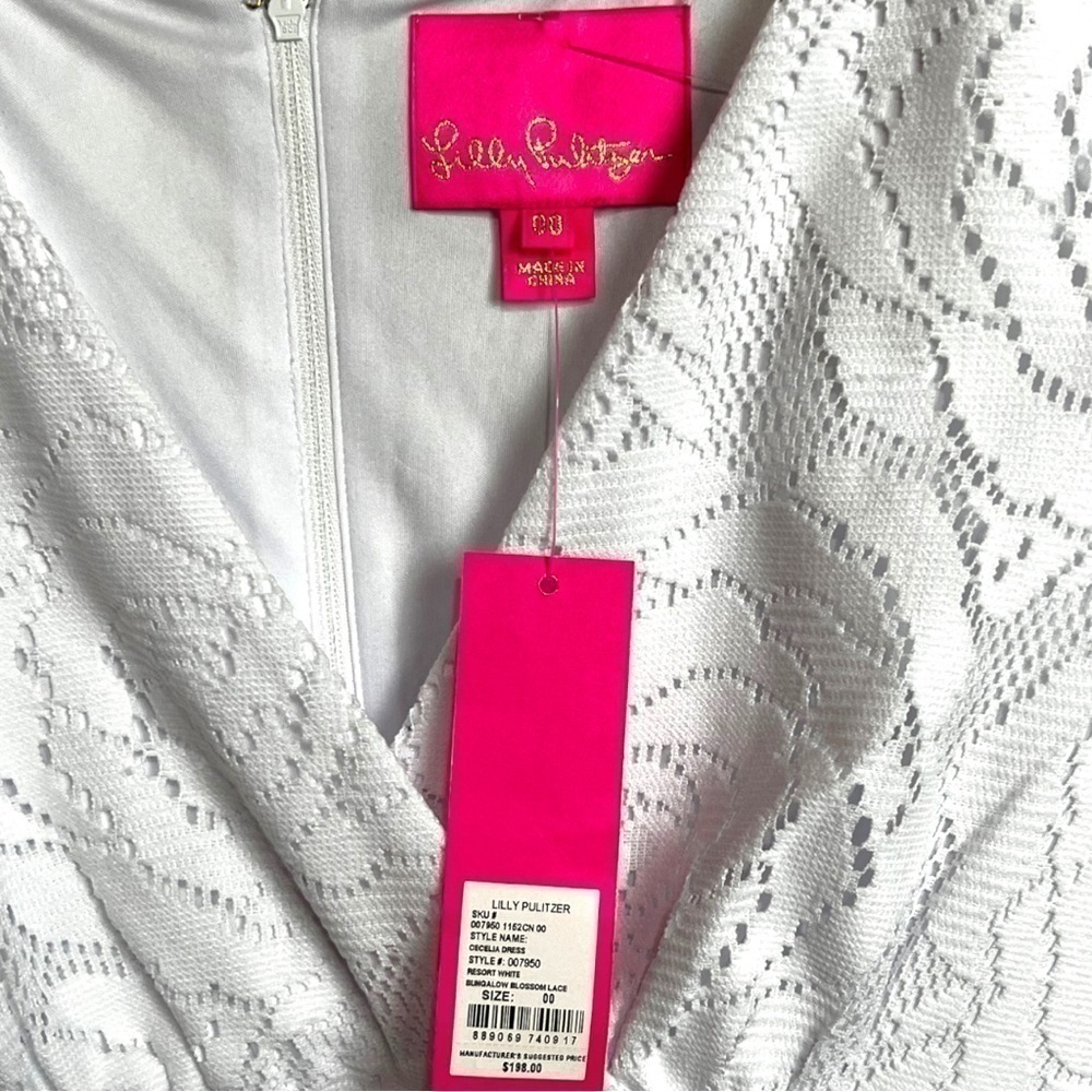 Lilly Pulitzer Resort White Cecilia Dress Bungalow Blossom Lace, Size 00… - Picture 4 of 8